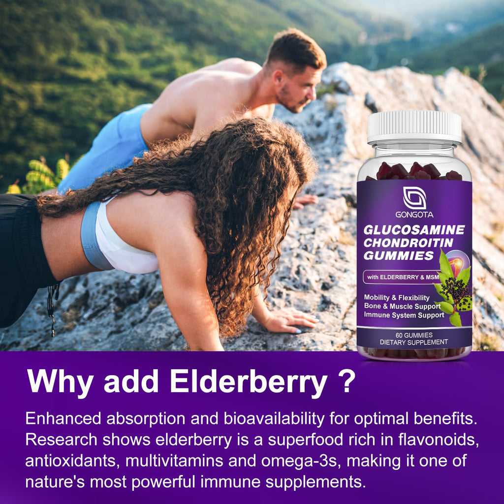 Glucosamine Chondroitin Gummies 1500mg with MSM & Elderberry 60 Gummies B96880