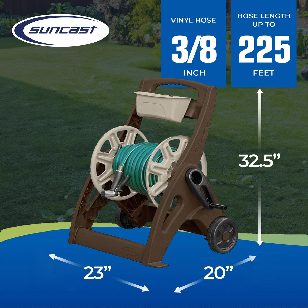 Lightweight Portable Garden Hose Reel Cart with Wheels and Crank Handle G6534