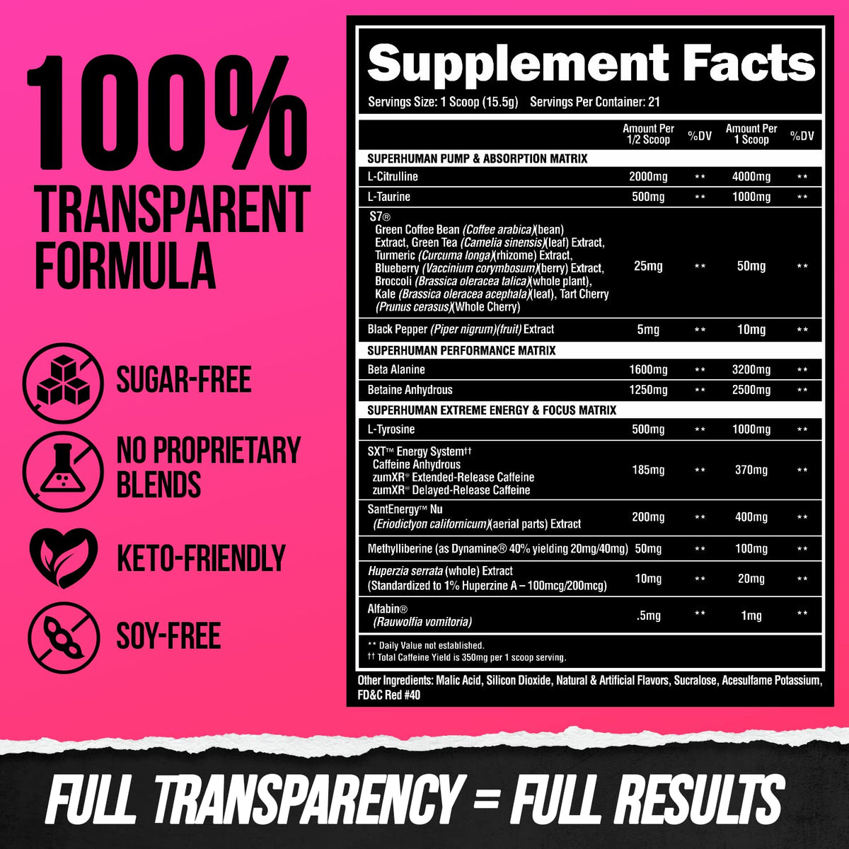 High Stim Pre Workout Powder with Beta Alanine & Caffeine (21 Servings) S2294