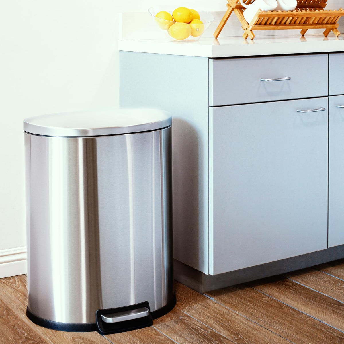 50L Stainless Steel Trash Can with Soft Close Lid E353412