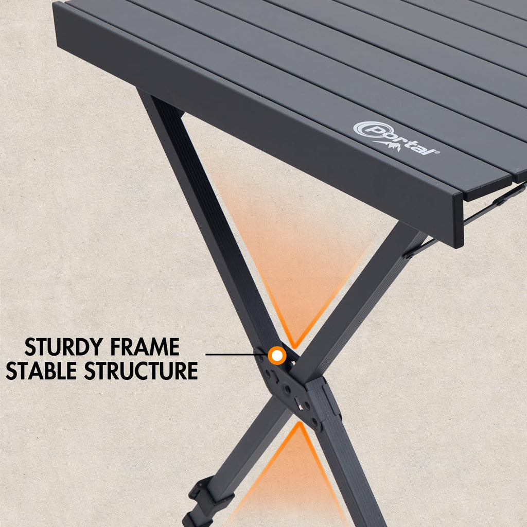 Folding Camping Table with Adjustable Height, Aluminum, Dark Gray T48082