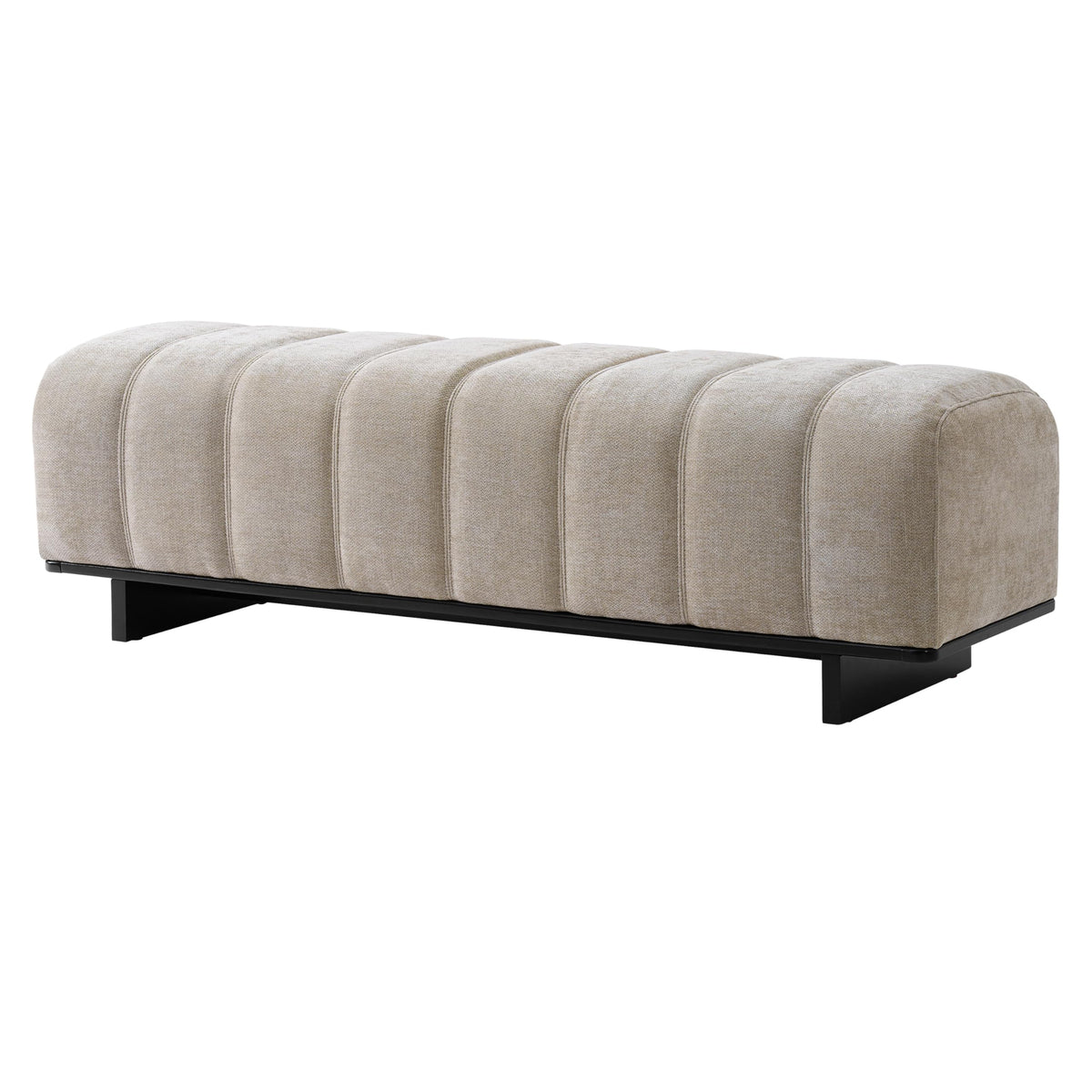 Oatmeal Black Chenille Upholstered Dining Bench H210