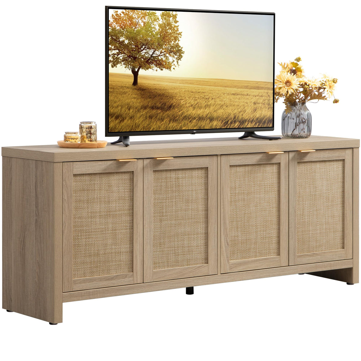 TV Stand with 4 Rattan Cabinets N170538