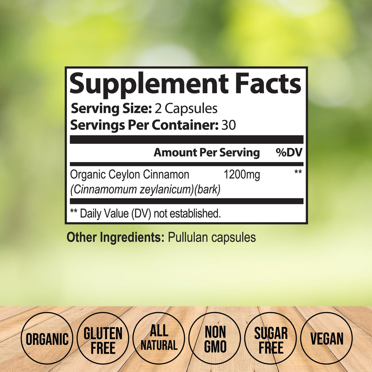 Organic Ceylon Cinnamon 1200mg 60 Vegan Capsules Q167