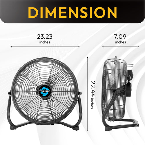 20 Inch 3-Speed High Velocity Metal Floor Fan K2505