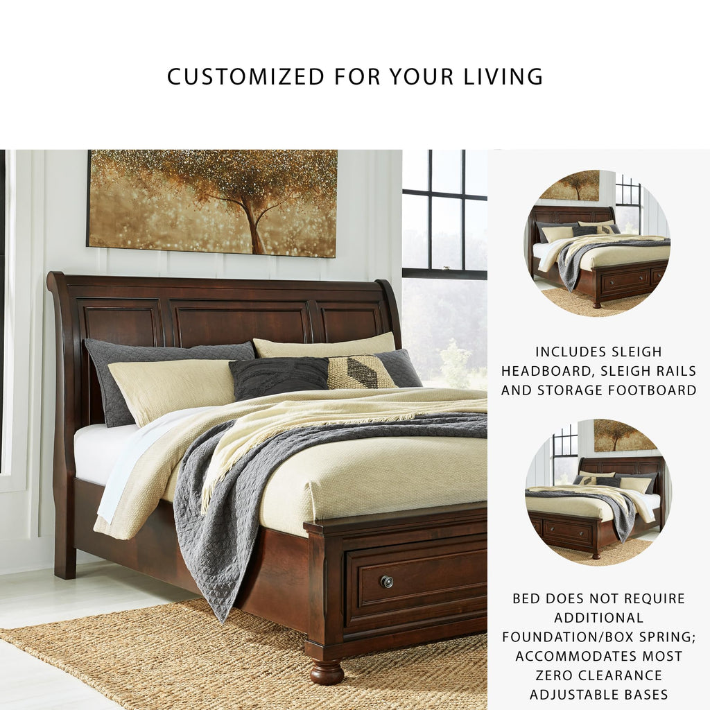 Cal King Sleigh Bed Frame with Storage M458557