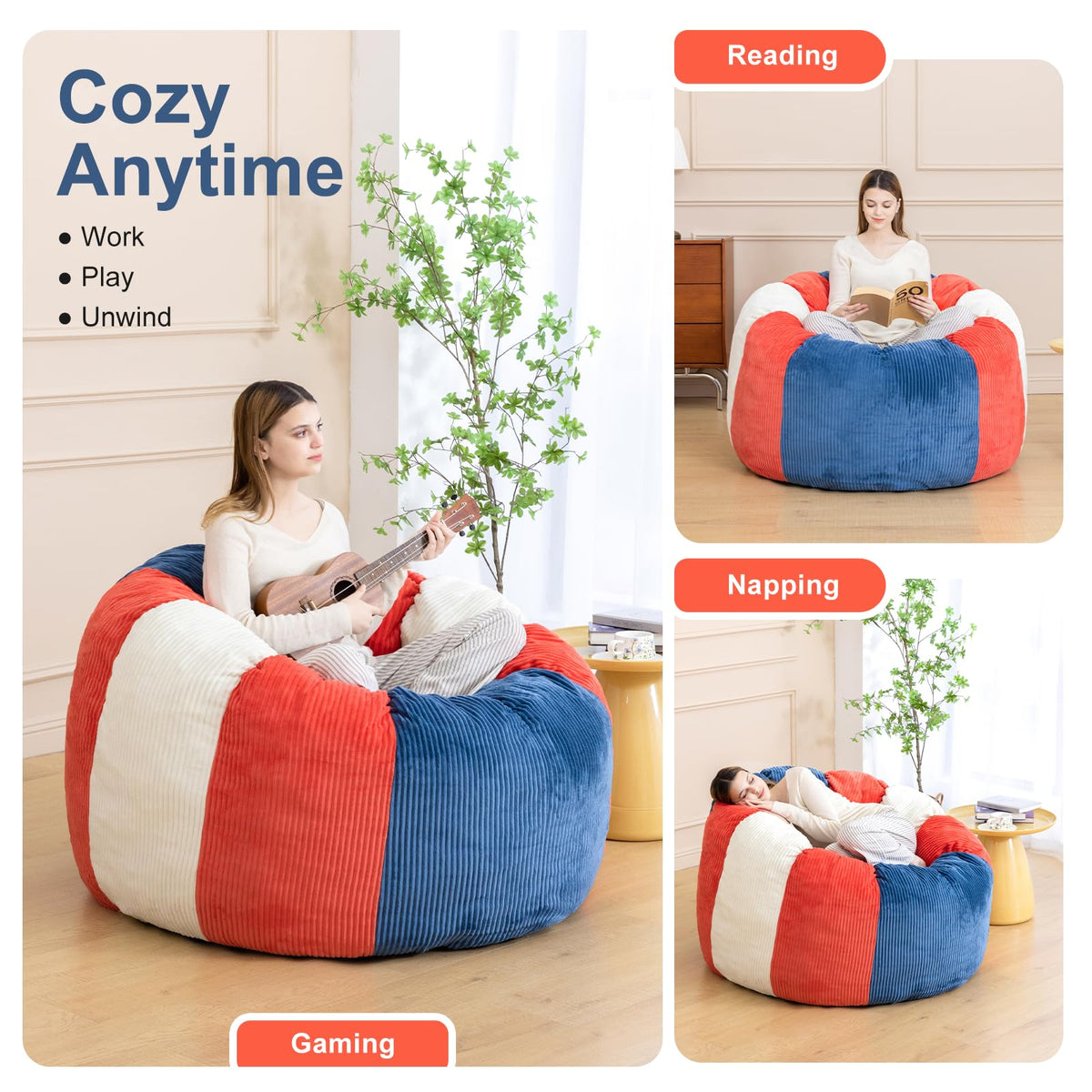 Shredded Foam Bean Bag Chair with Arms F230