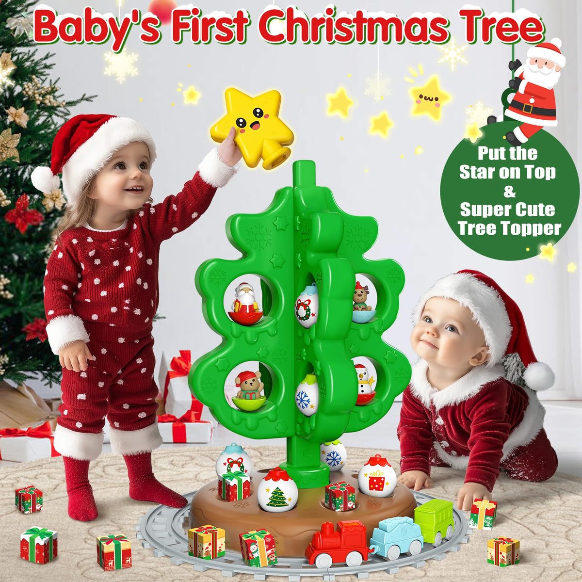 Colorful Plastic Finger Puppets Christmas Tree U86810
