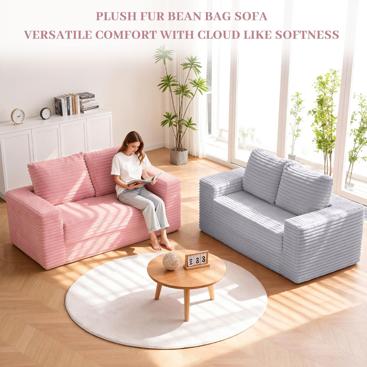 62" Pink Convertible Folding Sofa Bed Q998510