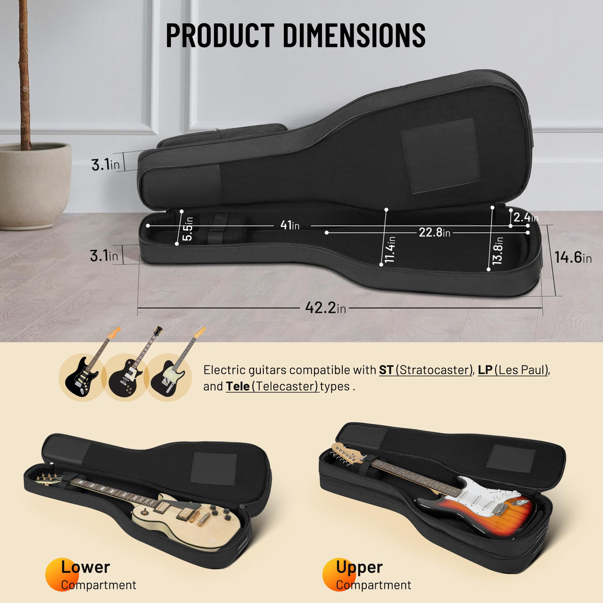 Padded Soft Electric Guitar Gig Bag Black F2767