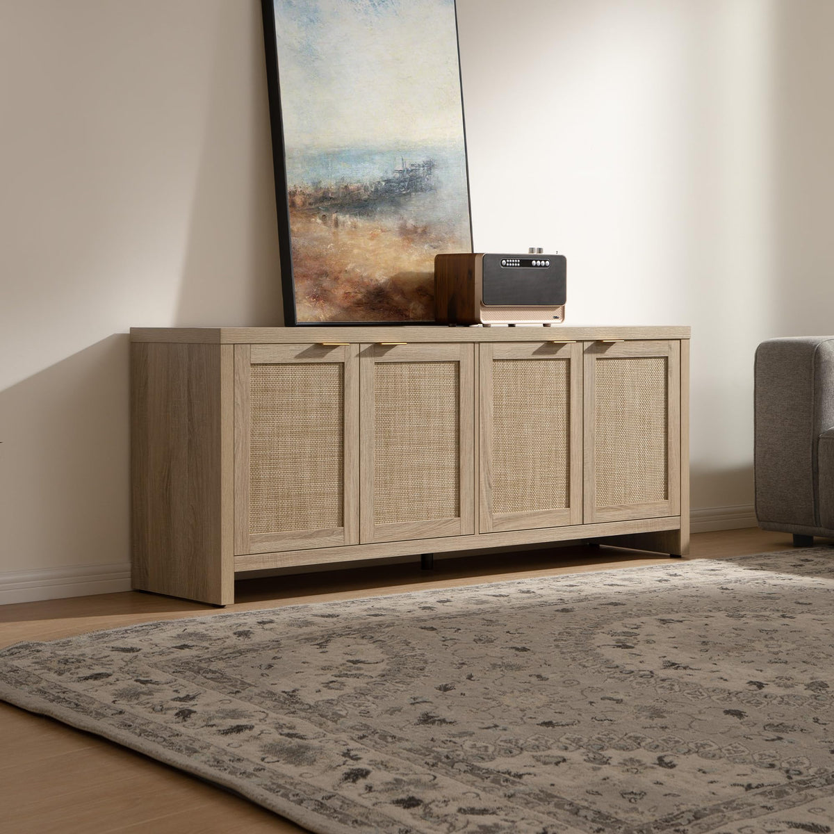 TV Stand with 4 Rattan Cabinets N170538