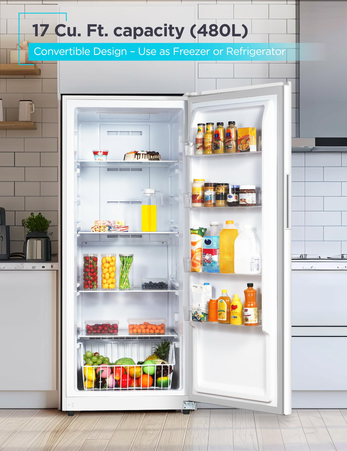 White 17 Cu. Ft. Convertible Freezer Refrigerator B75066