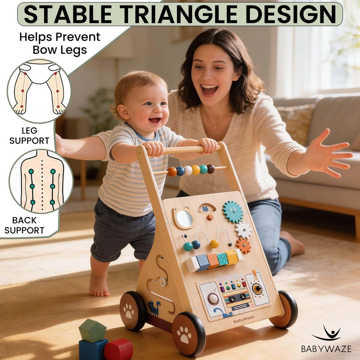 Wooden Baby Walker with Wheels I5258