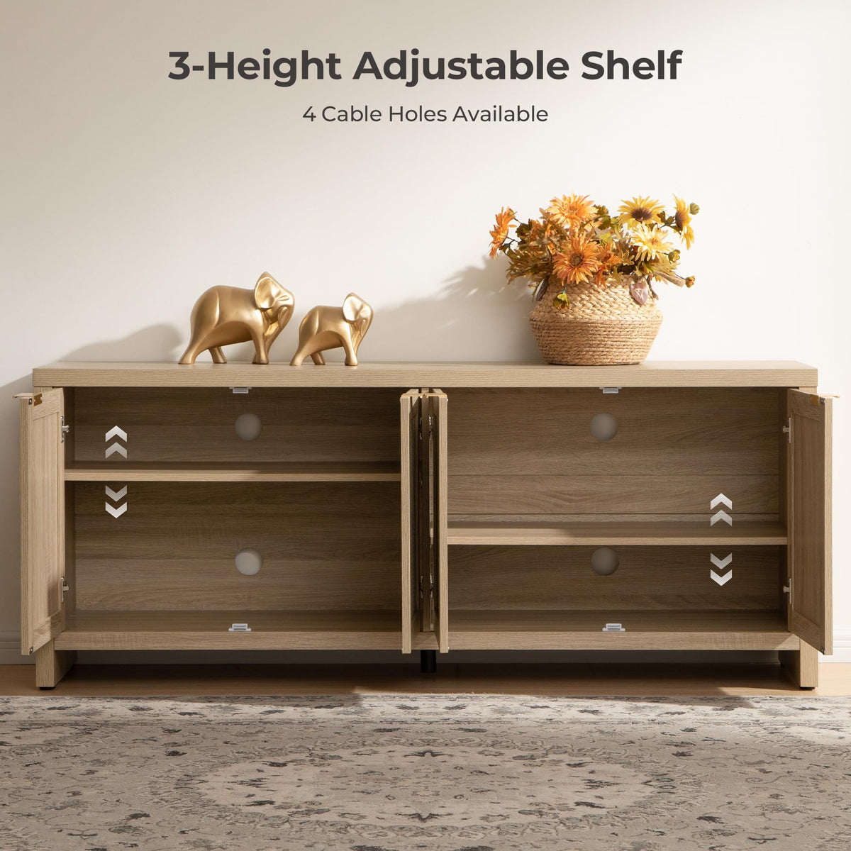TV Stand with 4 Rattan Cabinets N170538