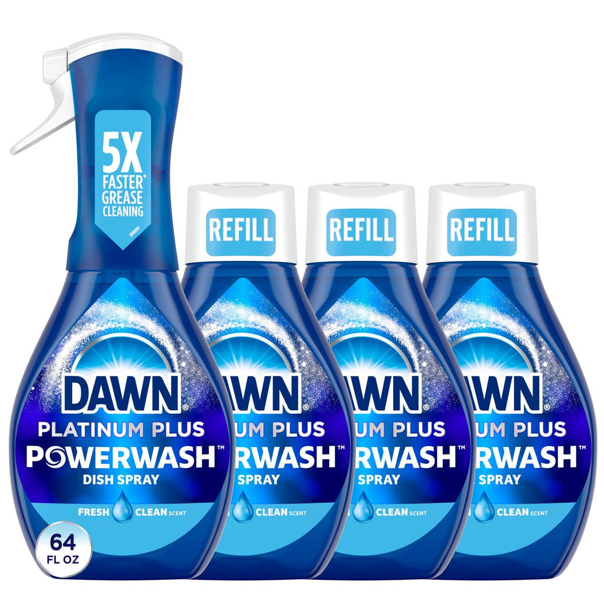 Dawn Powerwash Spray Dish Soap Starter Kit + 3 Refills 4x16 Fl Oz G52661
