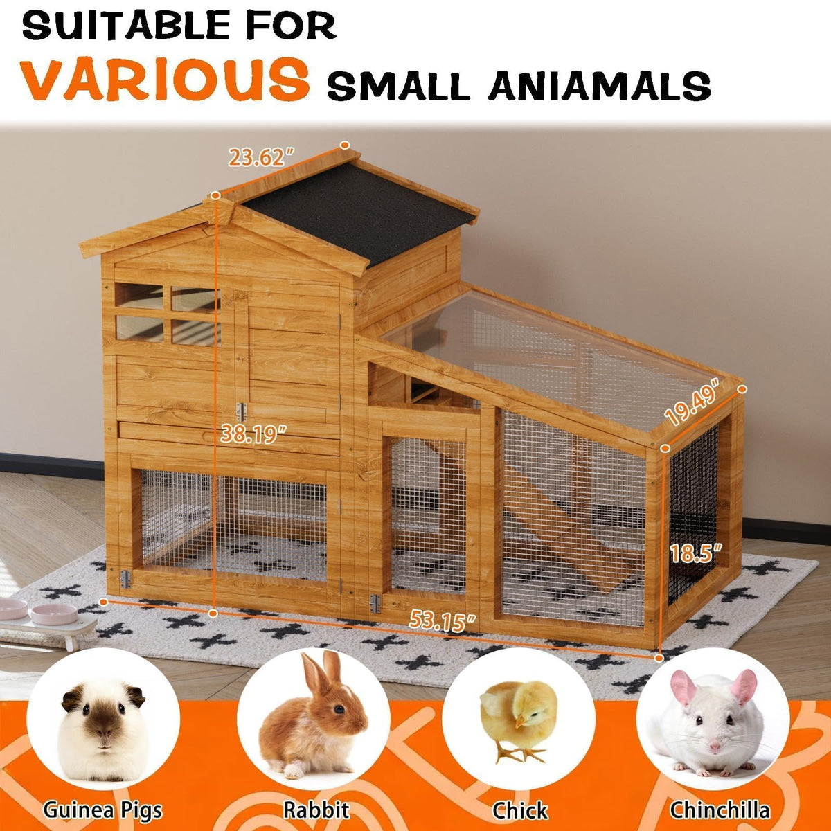 54" 2-Tier Wooden Rabbit Hutch R584839