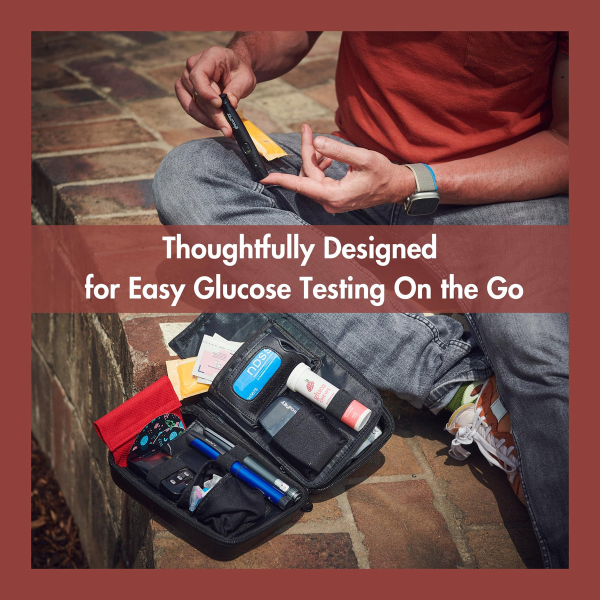 Red Hard Shell Diabetes Travel Case J181