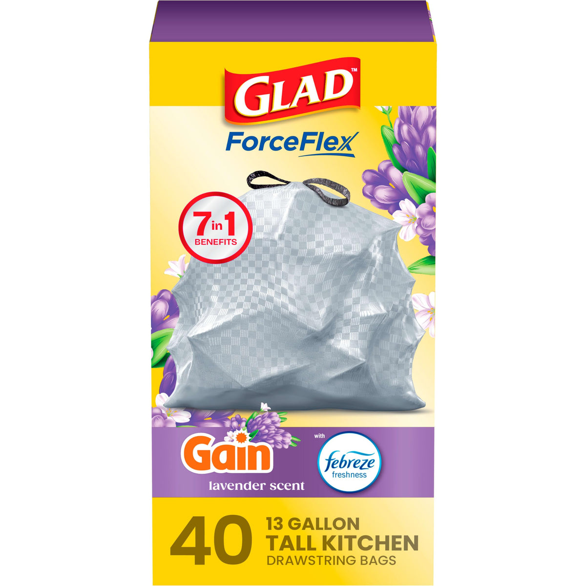 13 Gallon Lavender Tall Kitchen Trash Bags 40 Count S980