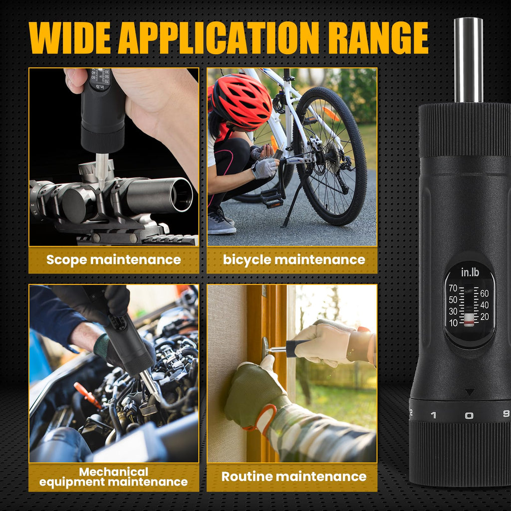 Torque Screwdriver with 12 Pieces Interchangeable Bits 1/4" Drive Black L420