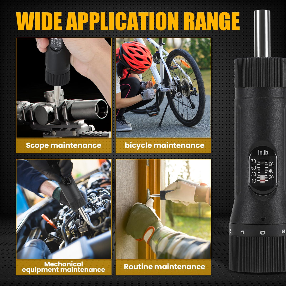Torque Screwdriver with 12 Pieces Interchangeable Bits 1/4" Drive Black L420