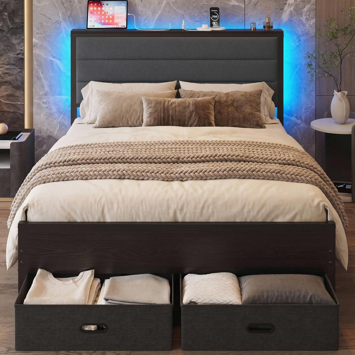 Full Size Bed Frame with 2 Storage Drawers K5992