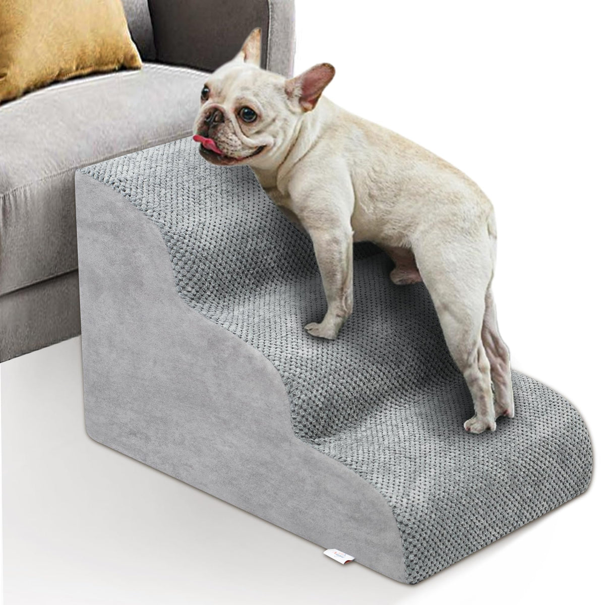 High Density Foam Dog Stairs 3 Steps Grey R6188