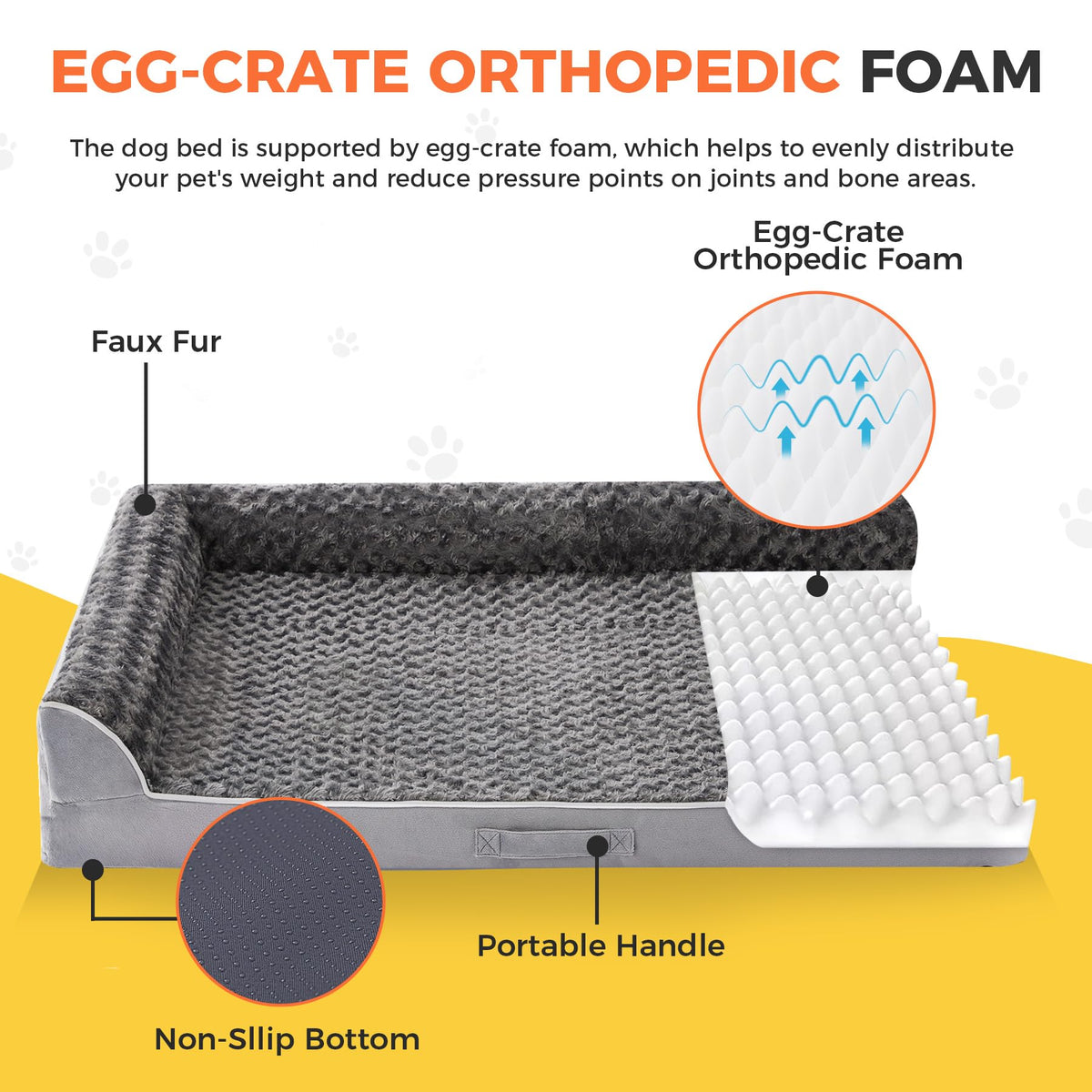 XL Orthopedic Dog Bed Grey C716350