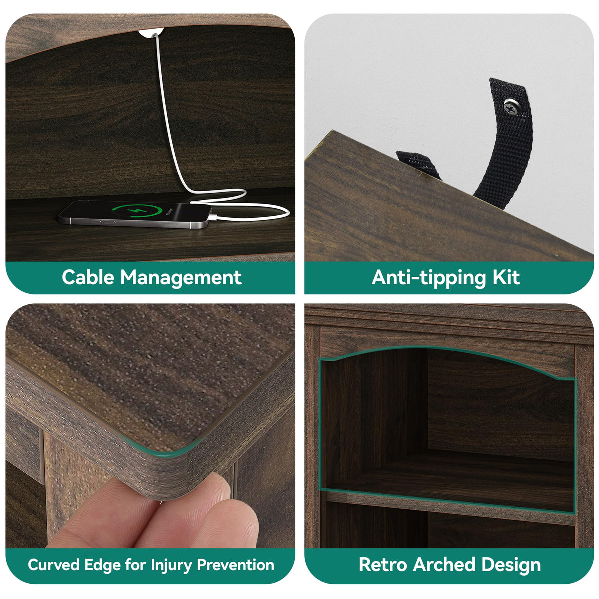 Farmhouse TV Stand with Cord Management N992