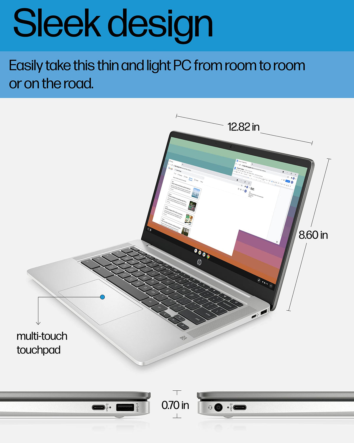 14" Chromebook, Intel Celeron N4120, 4 GB RAM, 64 GB SSD, Chrome OS H784