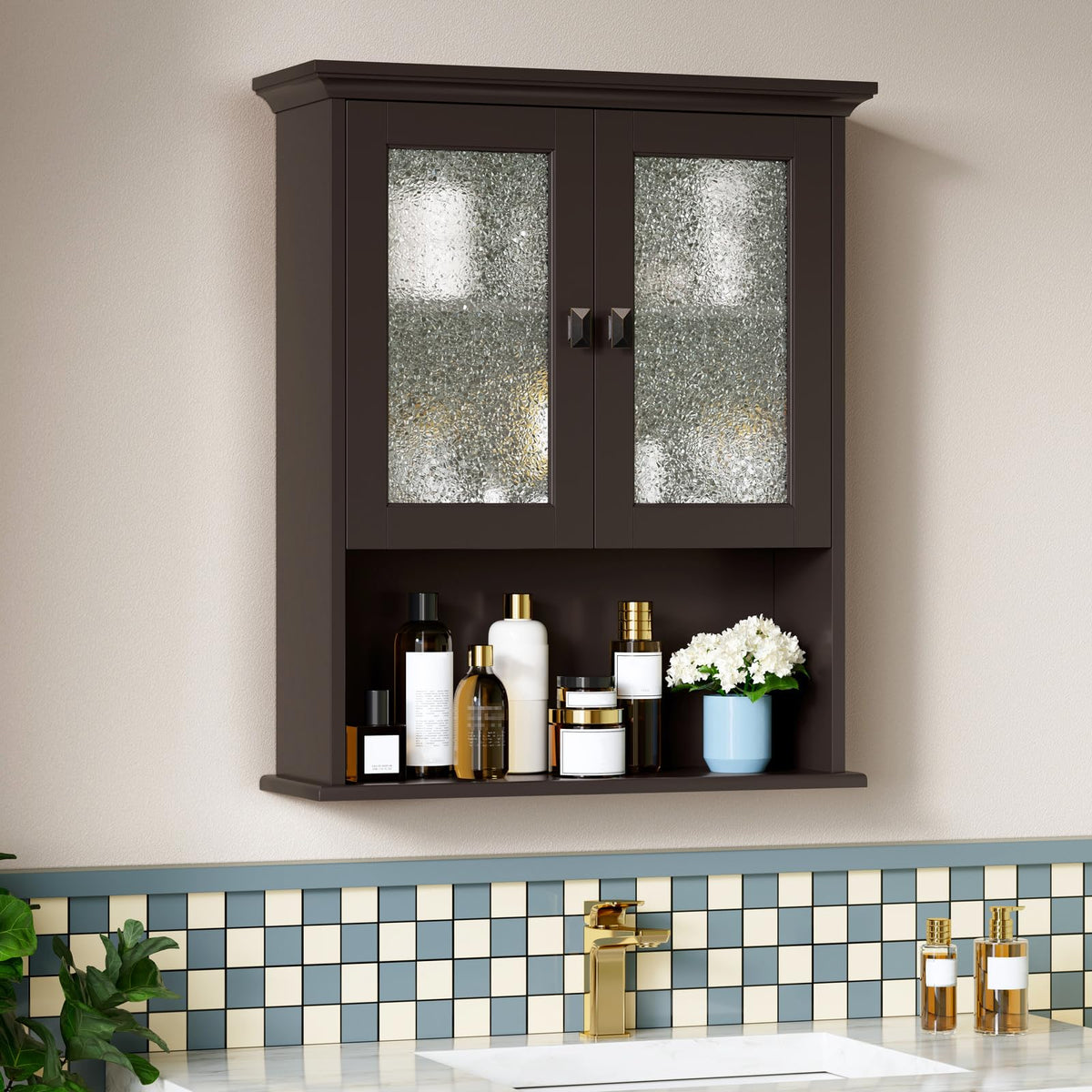 Wall Mount Bathroom Cabinet with Glass Door B245006