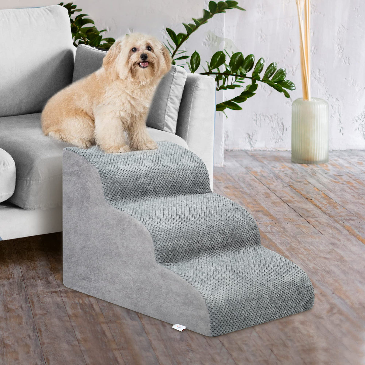 High Density Foam Dog Stairs 3 Steps Grey R6188