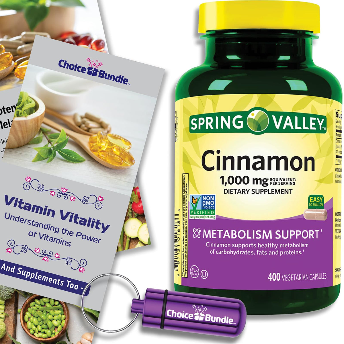 Cinnamon Supplement 1000mg 400 ct Vegetarian Capsules J2488