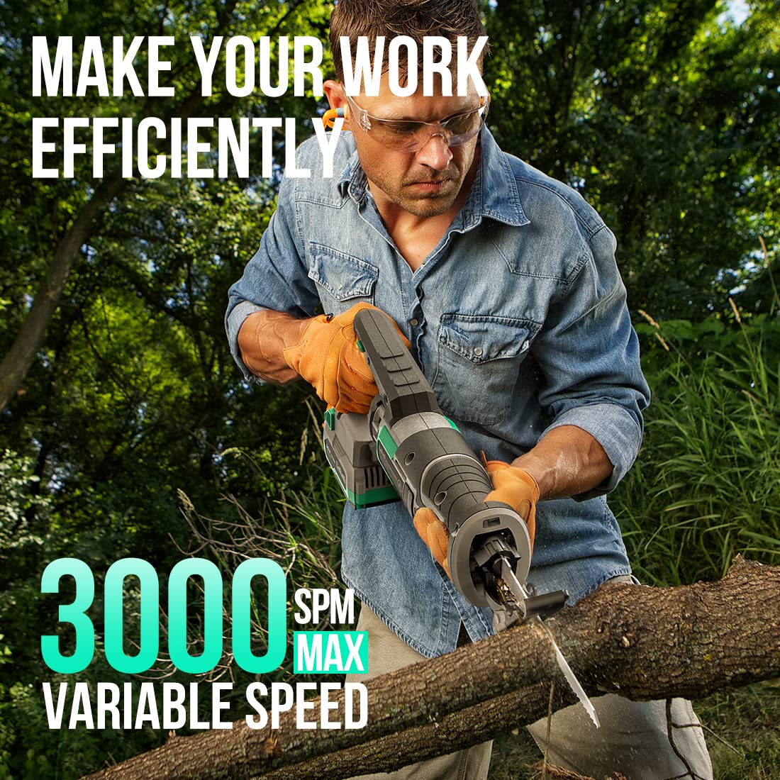 Cordless Reciprocating Saw with 20V 4.0 Ah Battery & Charger W42591