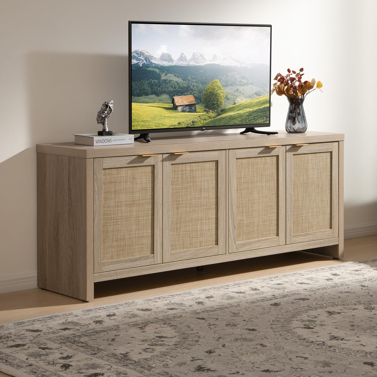 TV Stand with 4 Rattan Cabinets N170538
