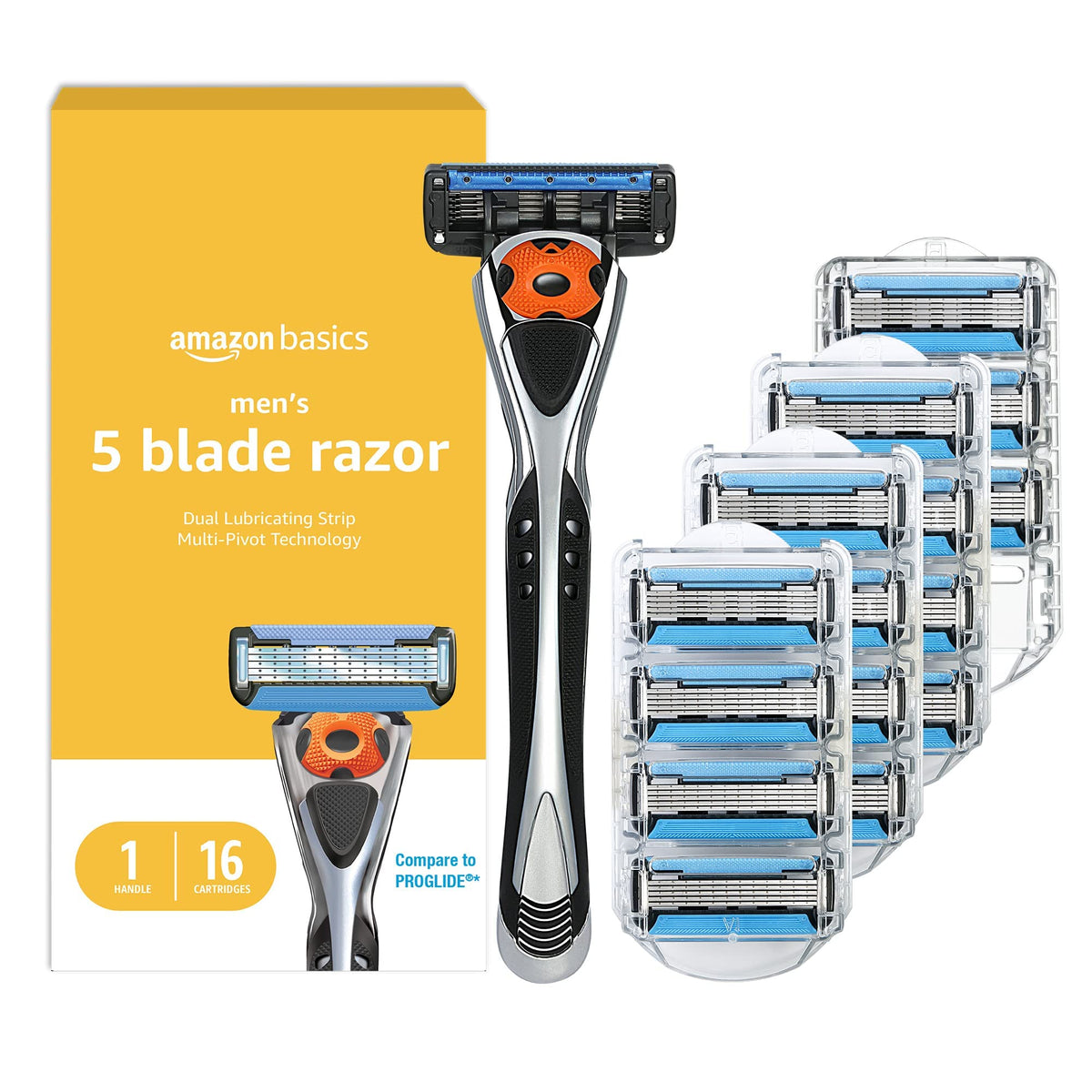 5-Blade Men's Razor with 16 Cartridges, Black Y8192