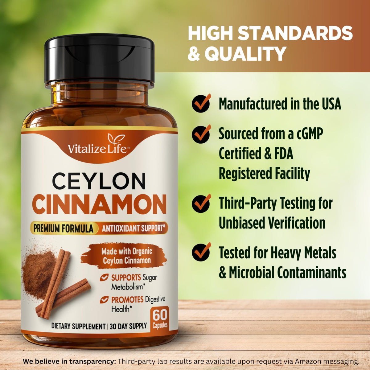 Organic Ceylon Cinnamon 1200mg 60 Vegan Capsules Q167