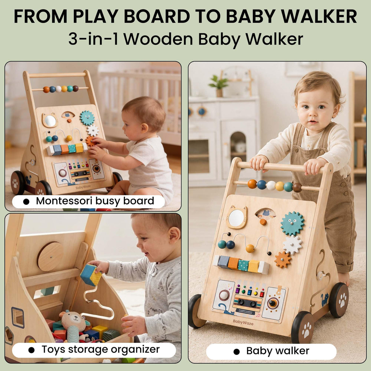Wooden Baby Walker with Wheels I5258
