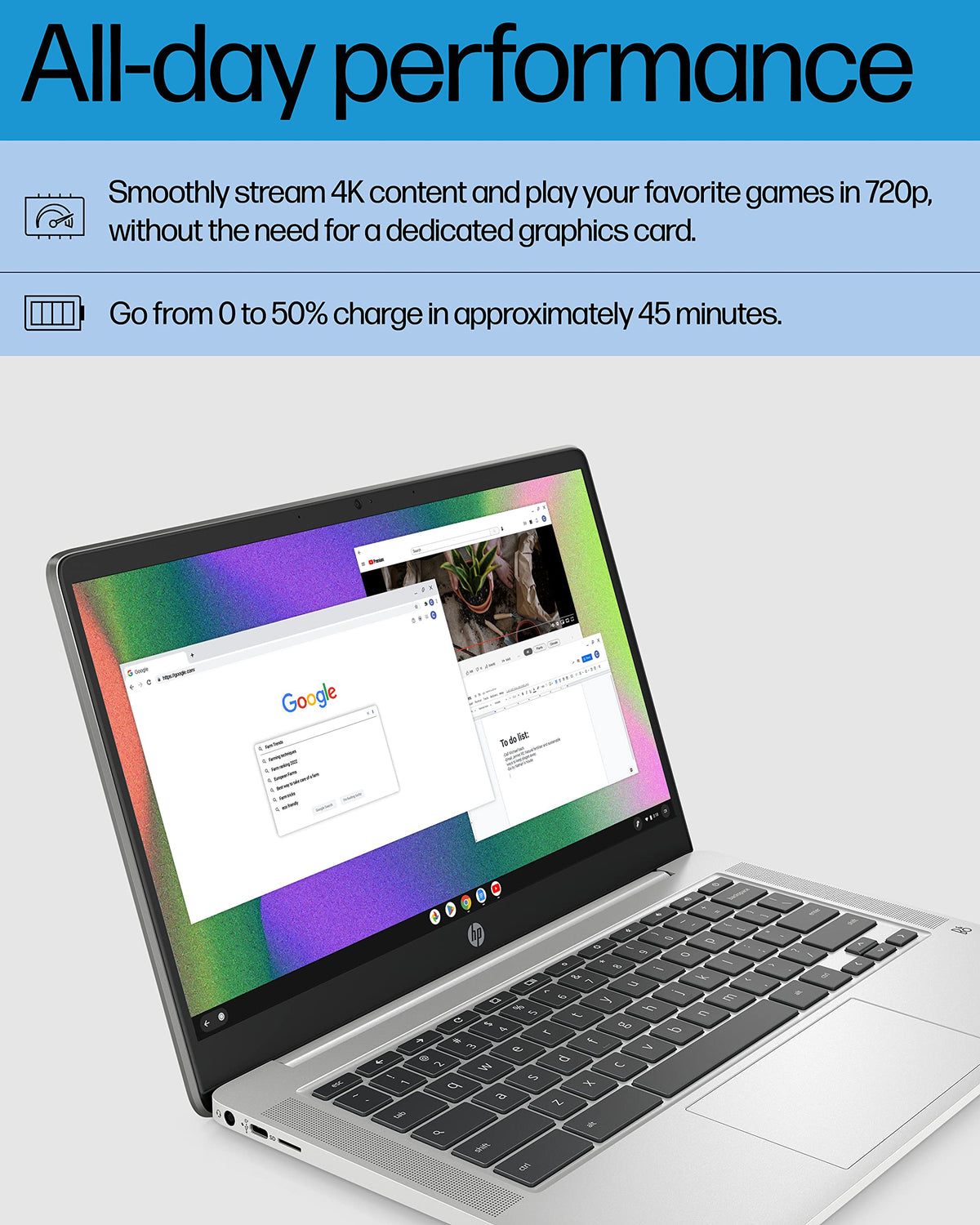 14" Chromebook, Intel Celeron N4120, 4 GB RAM, 64 GB SSD, Chrome OS H784