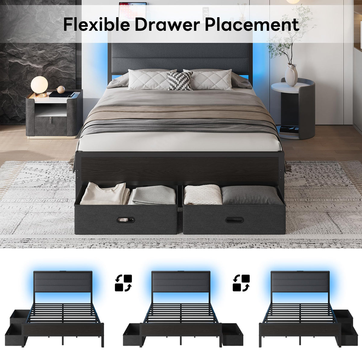 Full Size Bed Frame with 2 Storage Drawers K5992