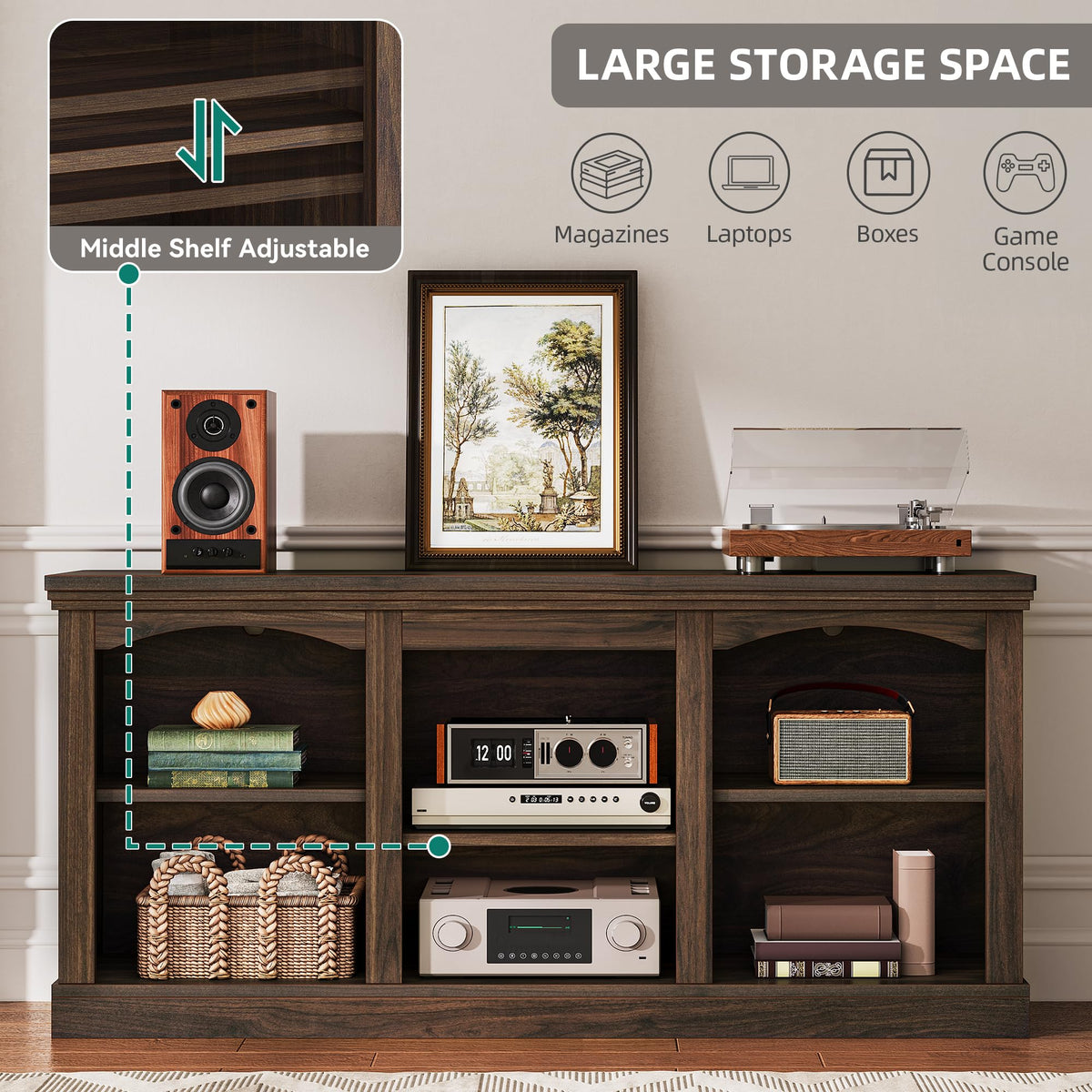 Farmhouse TV Stand with Cord Management N992