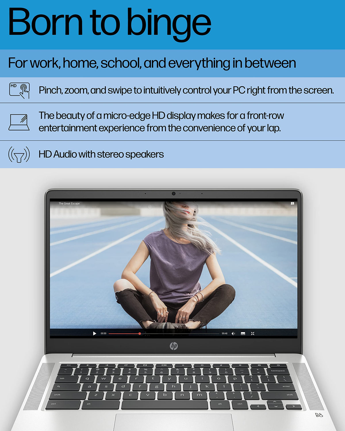 14" Chromebook, Intel Celeron N4120, 4 GB RAM, 64 GB SSD, Chrome OS H784