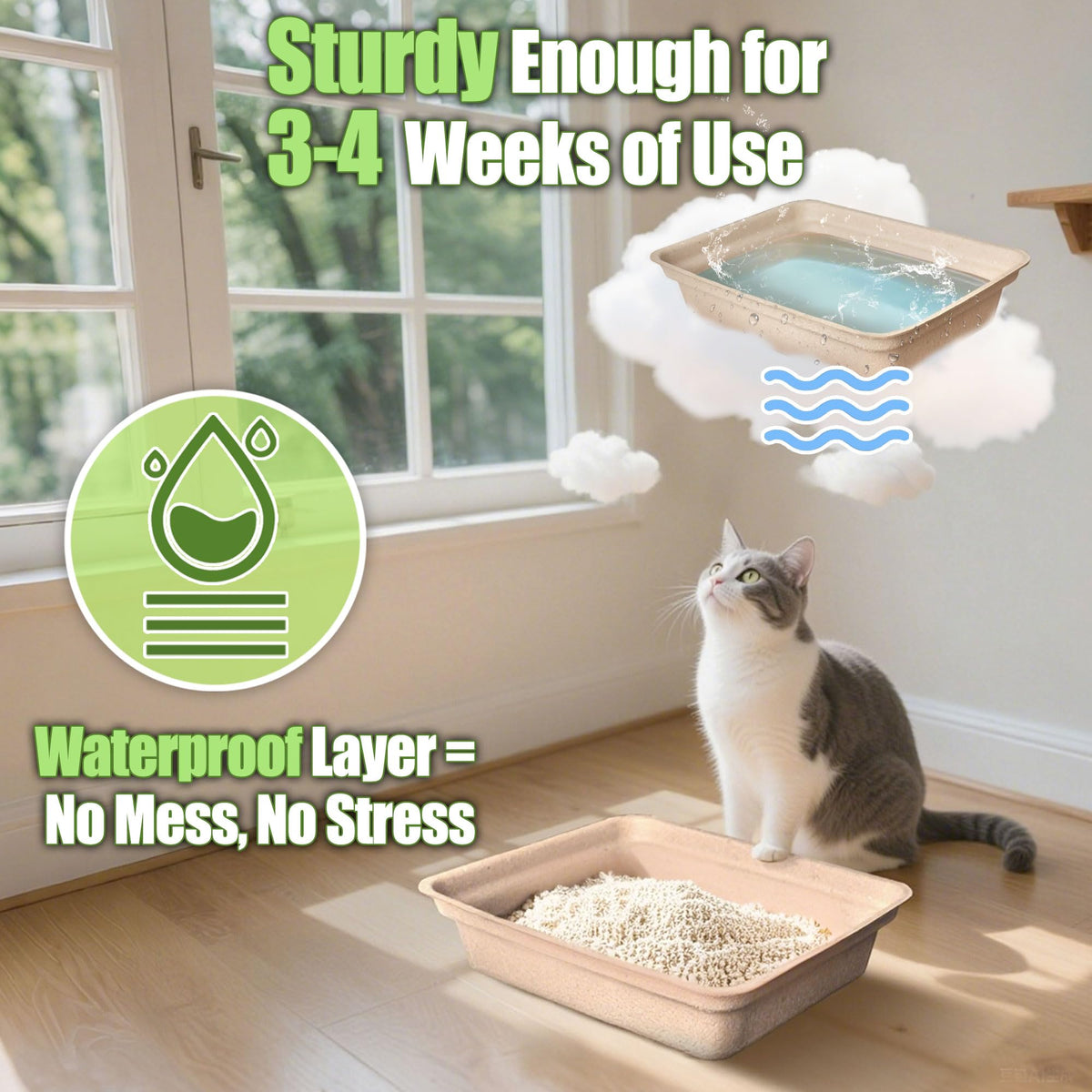 Disposable Litter Box for Cats Large 2/4/6/8-Pack 17.5X 13.5in Leak-Proof L813947