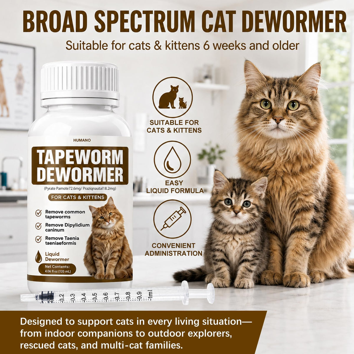 Broad Spectrum Cat Tapeworm Dewormer F552