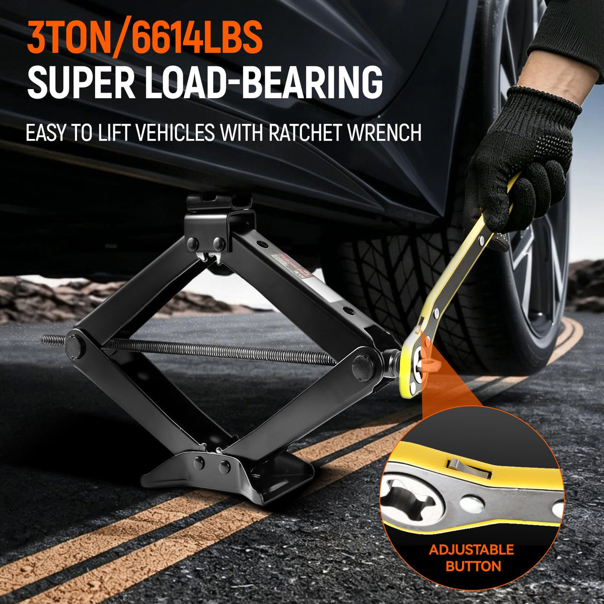 3 Ton Heavy Duty Scissor Jack with Lug Wrench Z471