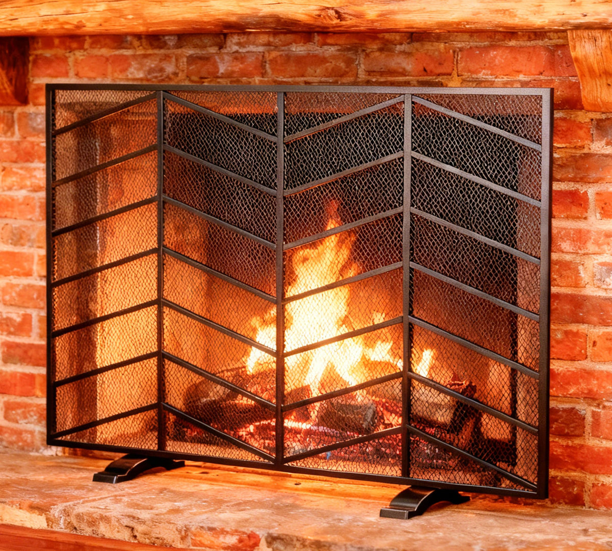 Iron Chevron Fireplace Screen A759592