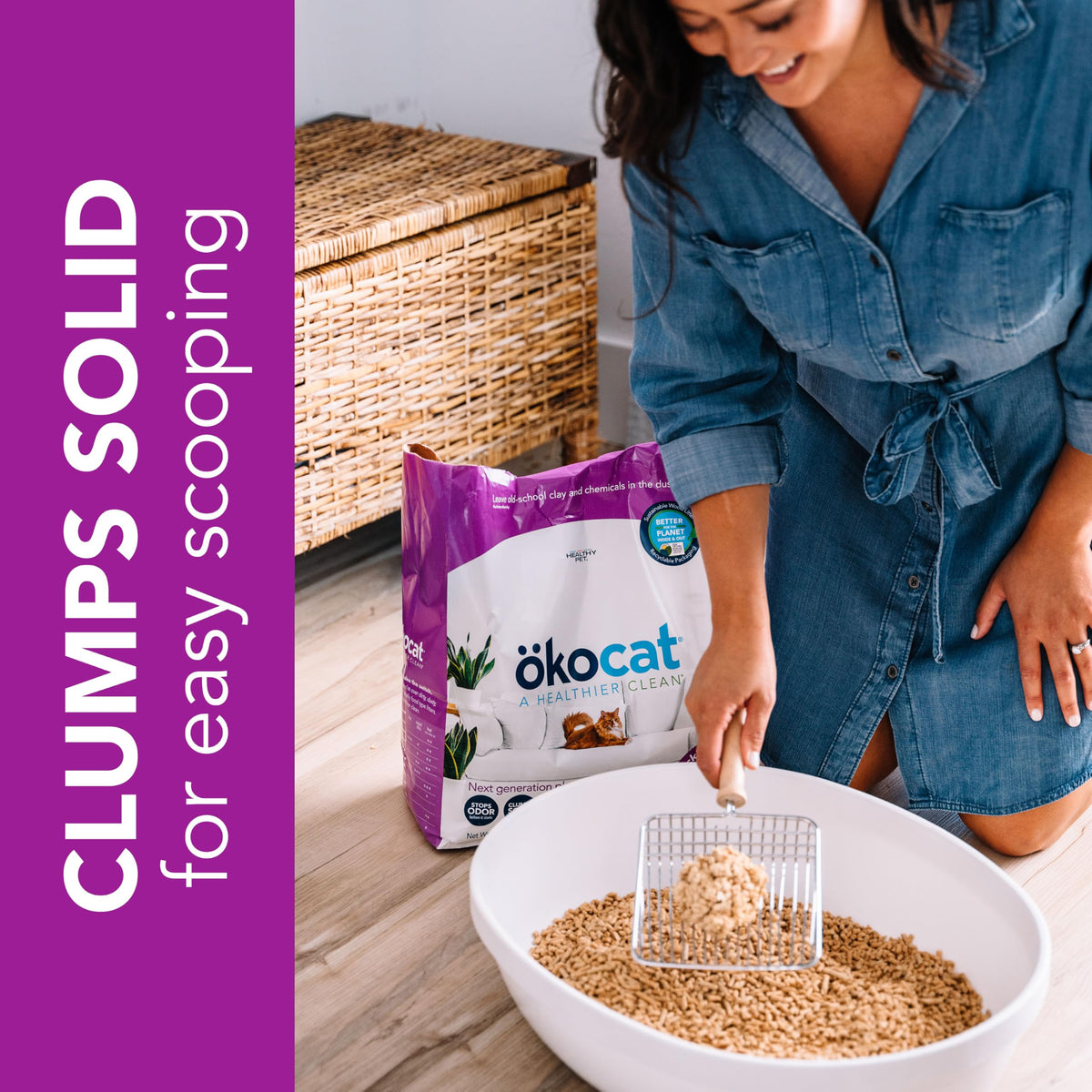 Unscented Wood Clumping Cat Litter Mini-Pellets 18.6 pounds S71674