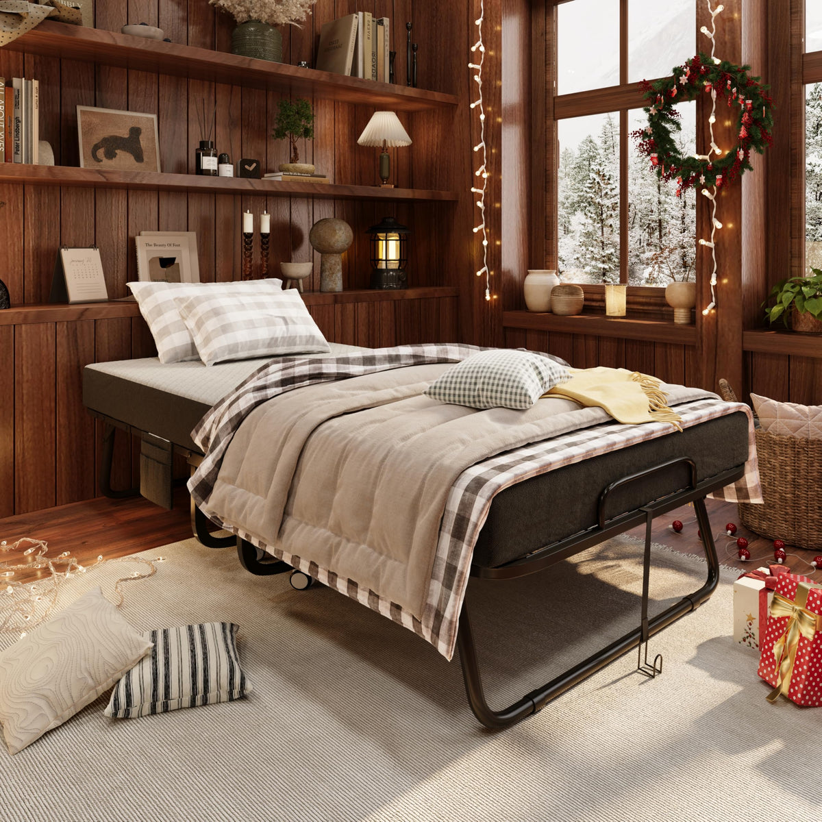 Folding Bed with 5" Memory Foam Mattress Cot Size H1083