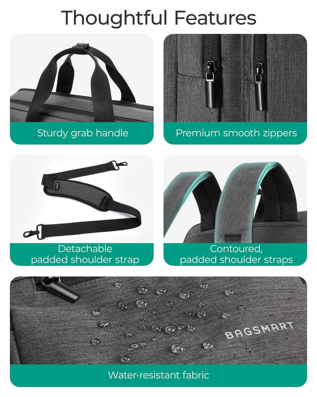 3 In 1 Laptop Bag 17.3 Inch Water-Repellent Black E386048