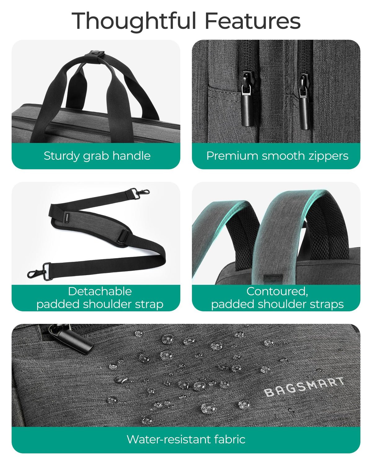 3 In 1 Laptop Bag 17.3 Inch Water-Repellent Black E386048
